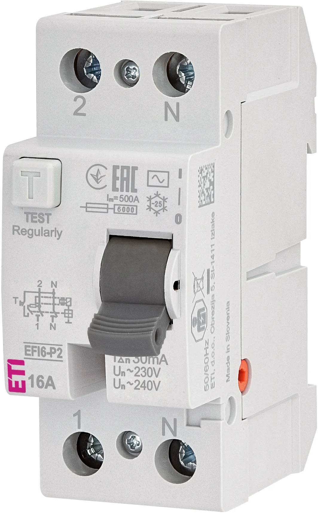 RCCB direncālis EFI6-P2 AC 16/0.03 002061250