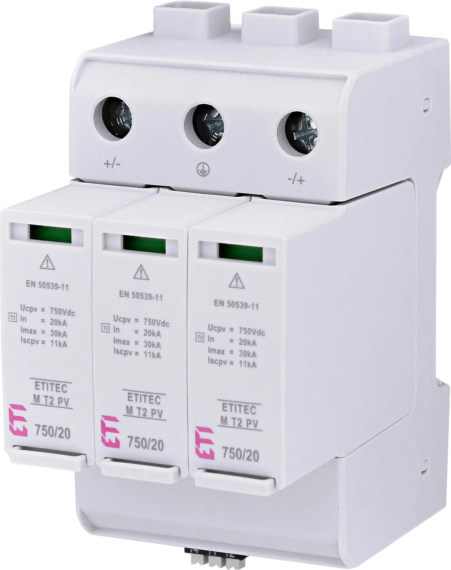 Pārsprieguma ierobežotājs ETITEC M T2 PV 1500/20 Y RC 002440518