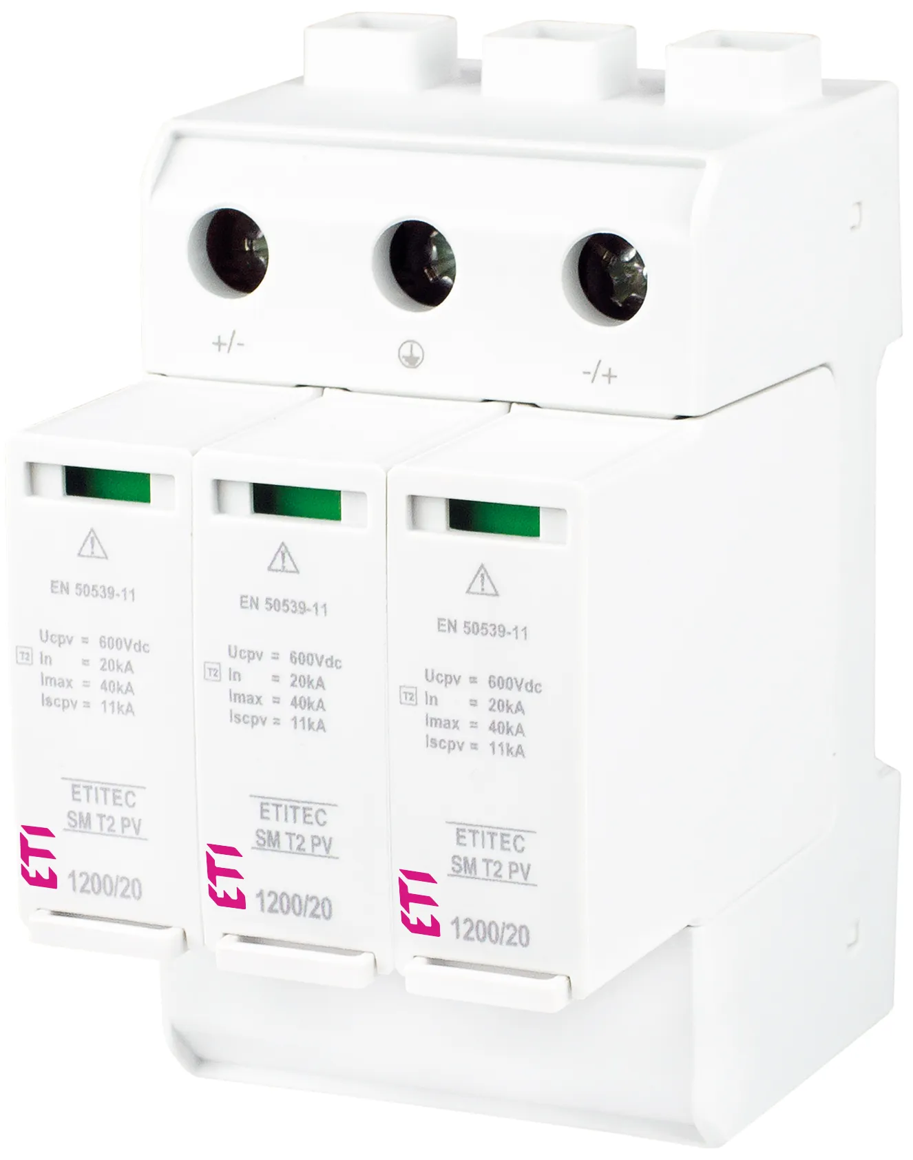 Pārsprieguma ierobežotājs ETITEC SM T2 PV 1200/20 Y 002440634