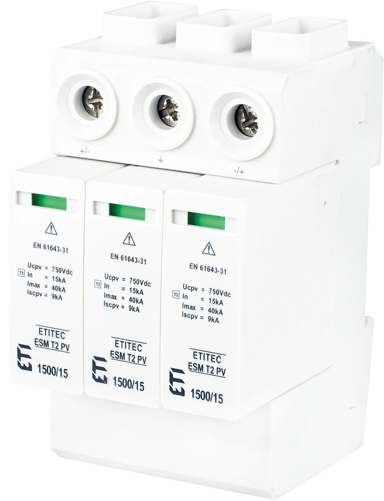 Pārsprieguma ierobežotājs ETITEC ESM T2 PV 1500/15 Y RC 002440685