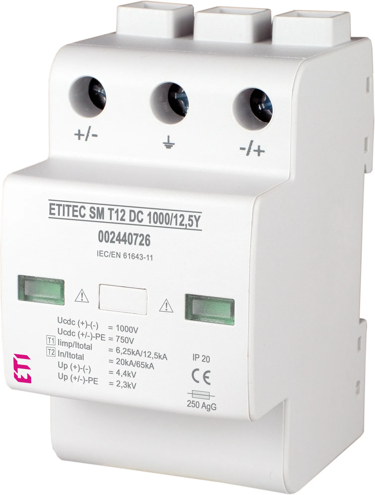 Pārsprieguma ierobežotājs ETITEC SM T12 DC 1000/12,5 Y R 002440727