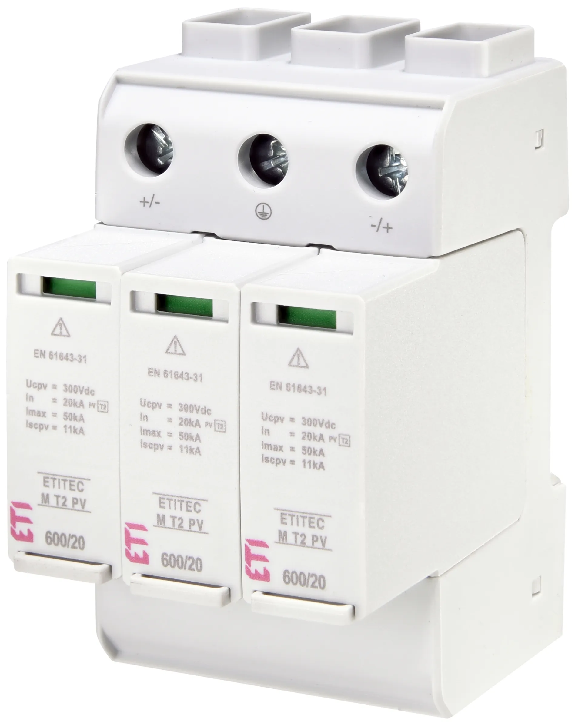 Pārsprieguma ierobežotājs ETITEC M T2 PV 600/20 Y 002440735
