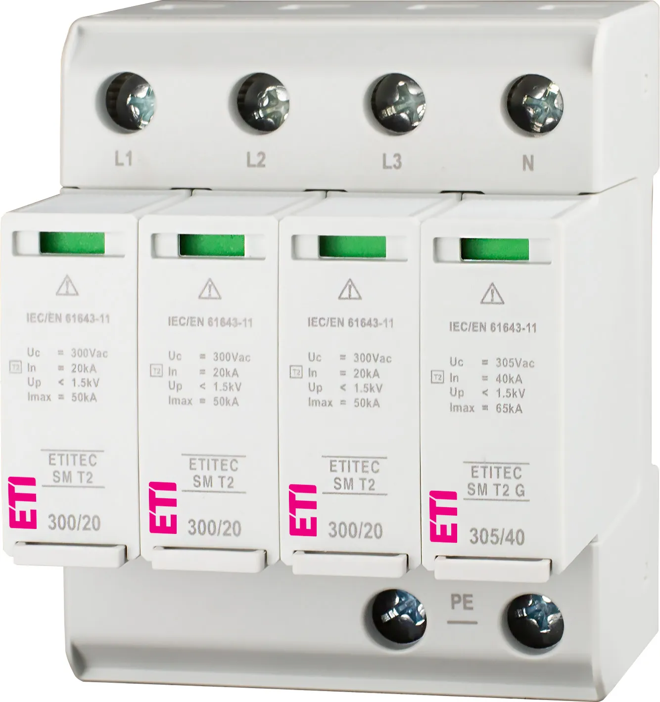 Pārsprieguma ierobežotājs ETITEC SM T2 300/20 3+1 002440754