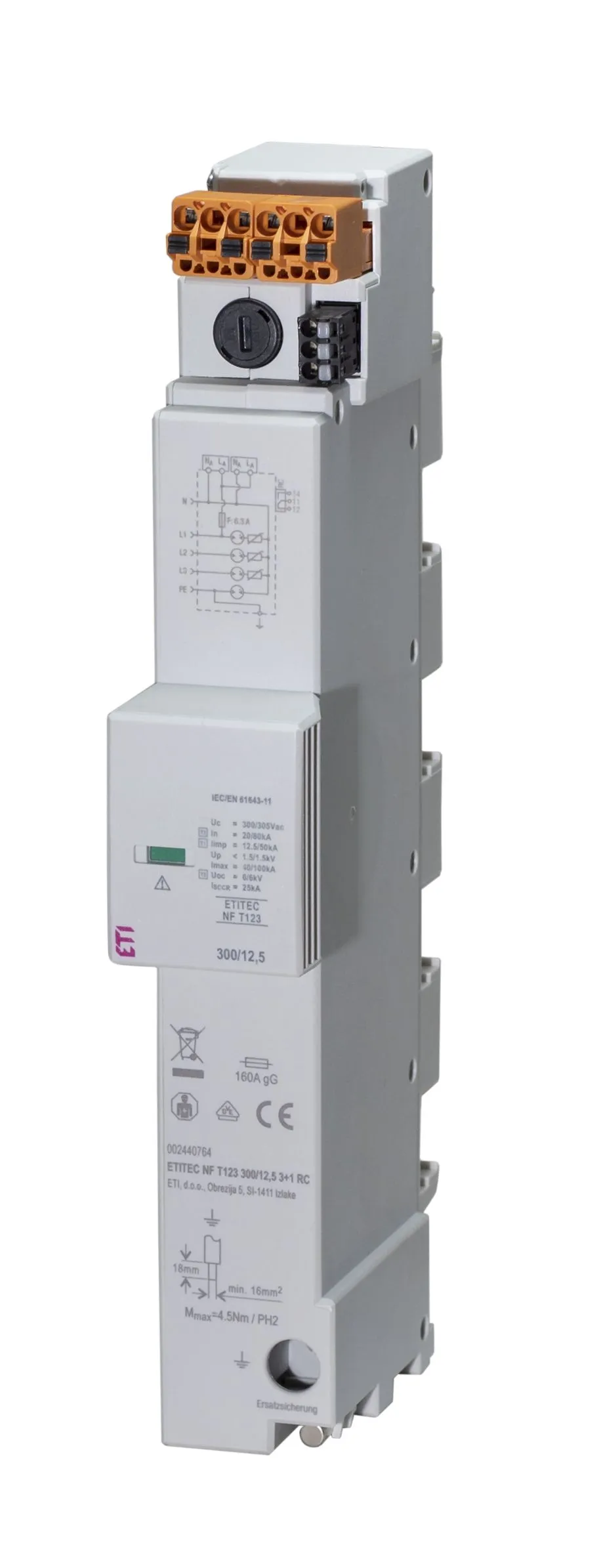 Pārsprieguma ierobežotājs ETITEC NF T123 300/7,5 3+0 002440766