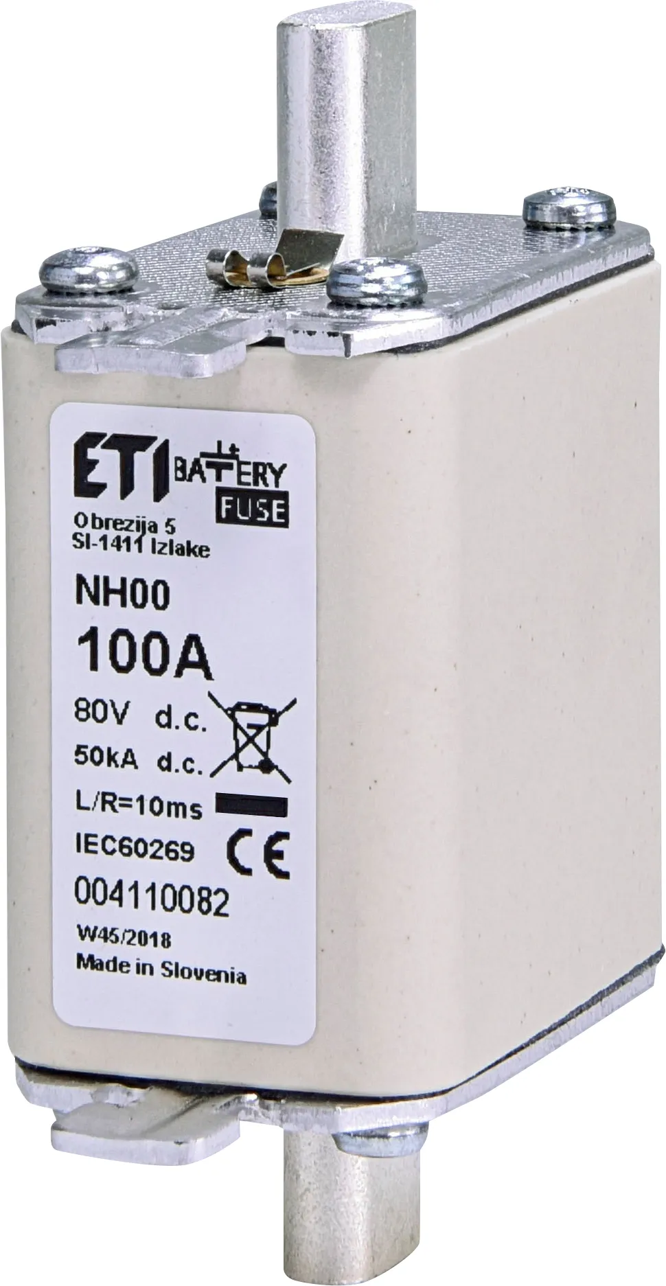Drošinātājs NH00 gBat 100A/80V DC 004110082