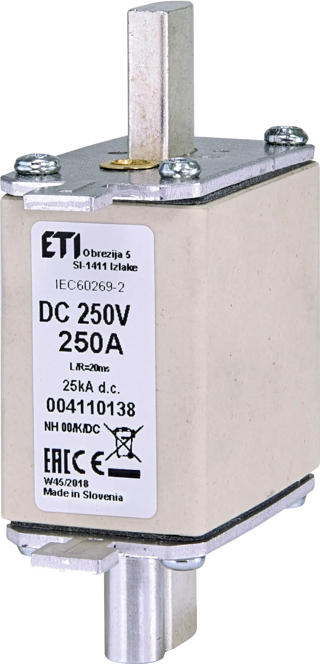 Drošinātājs NH00/K 250A/250V DC 004110138