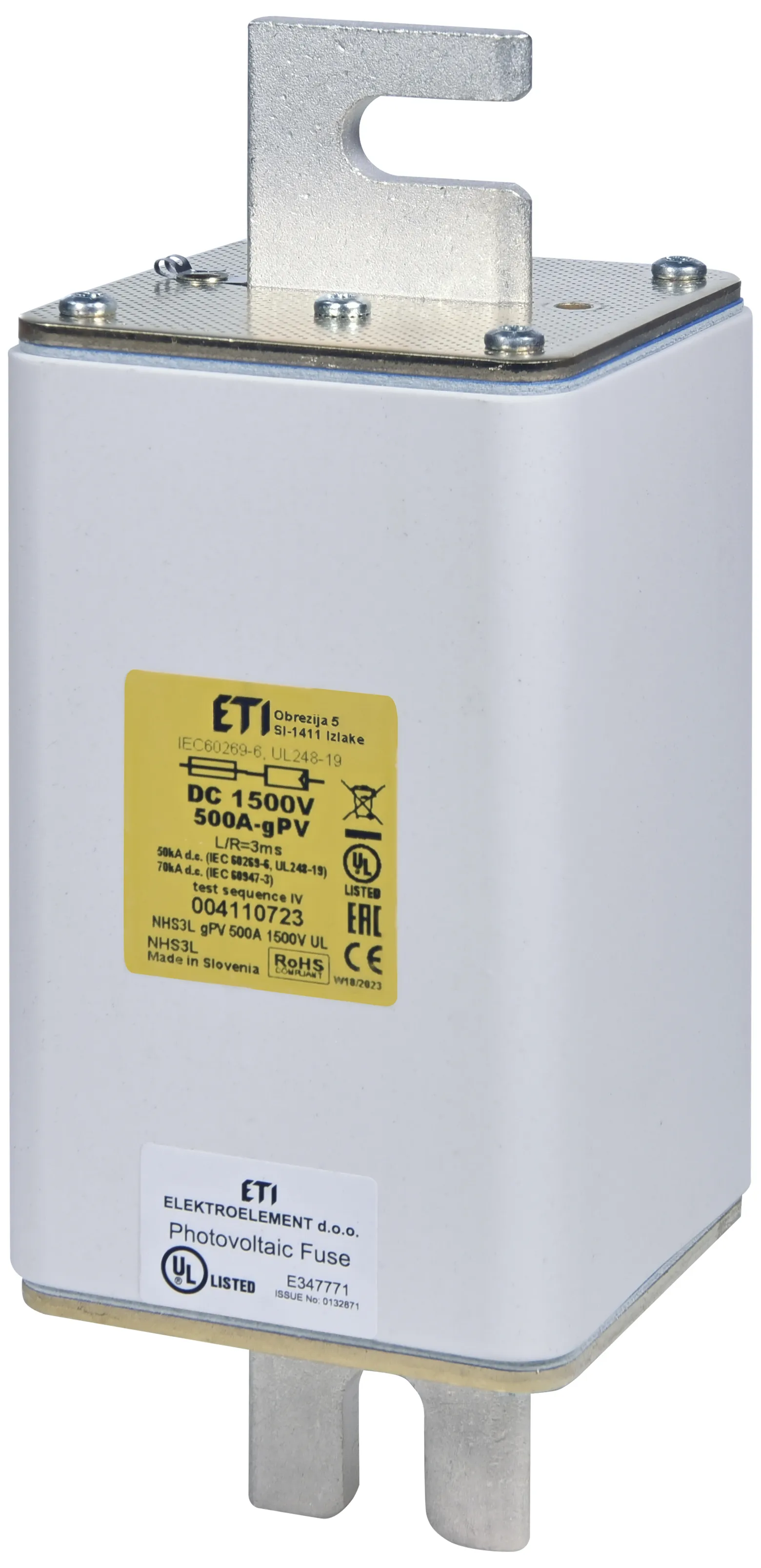Drošinātājs NHS3L gPV 630A/1500V DC UL 004110648