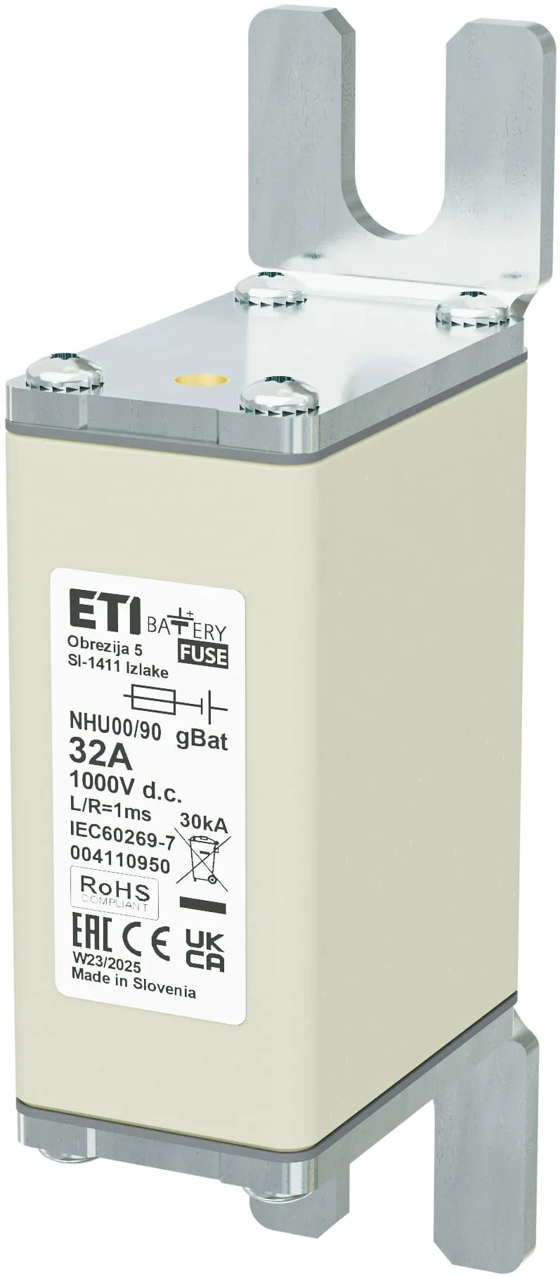 Drošinātājs NHU00/90 gBat 32A/1000V DC 004110950