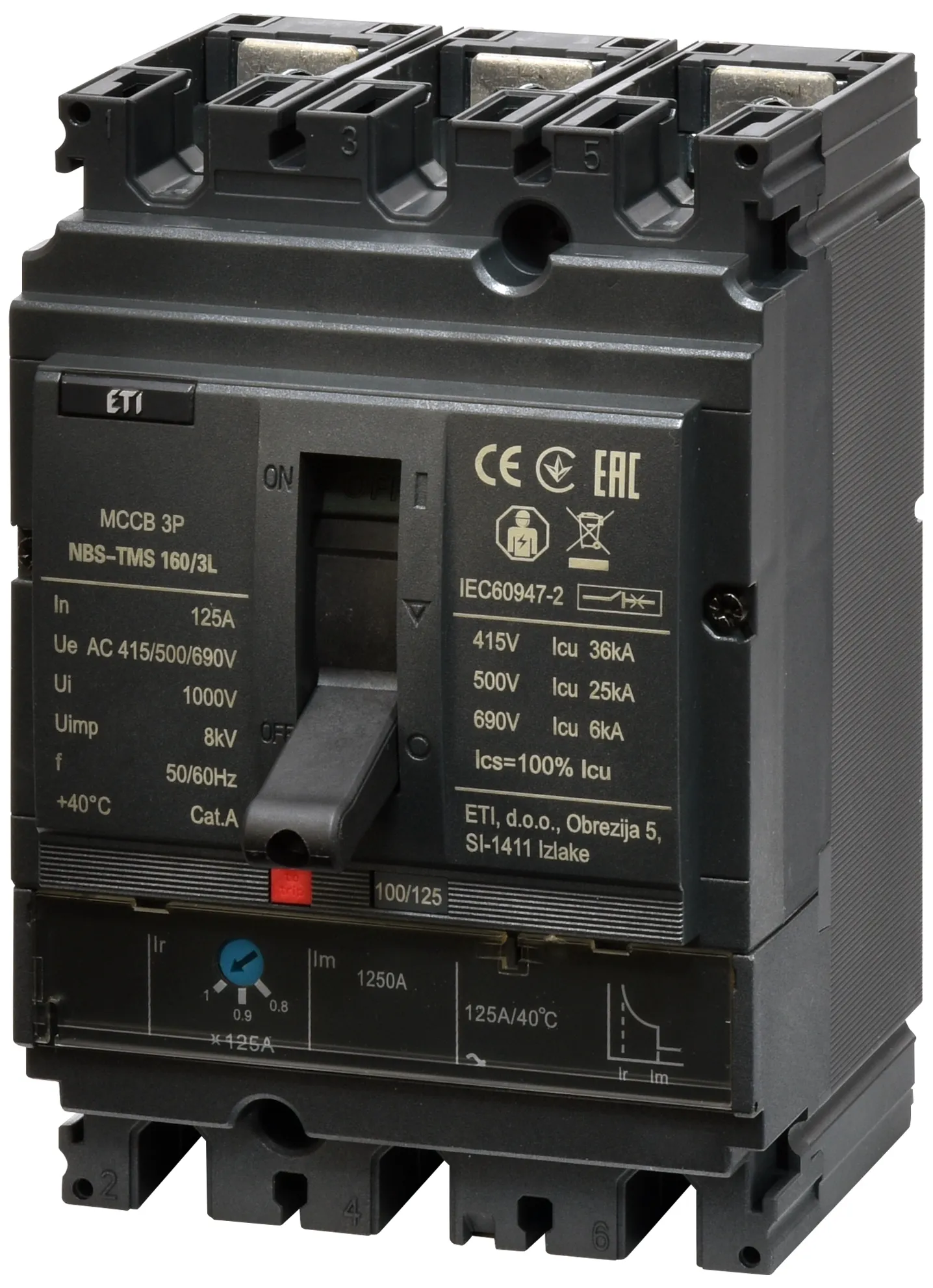 Rūpnieciskais automātslēdzis NBS-TMS 160/3L 125A 3P 004673008