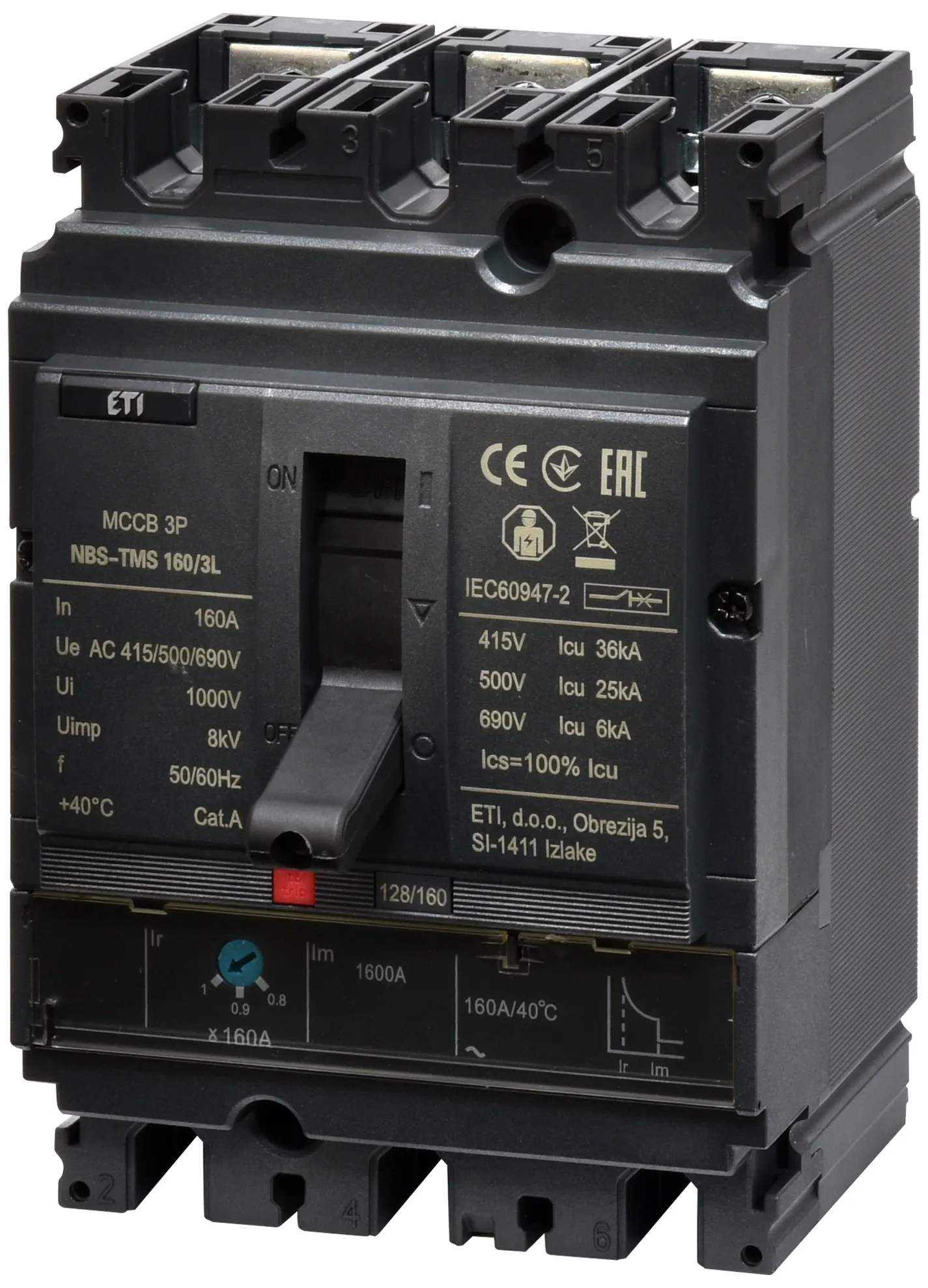 Rūpnieciskais automātslēdzis NBS-TMS 160/3L 160A 3P 004673009