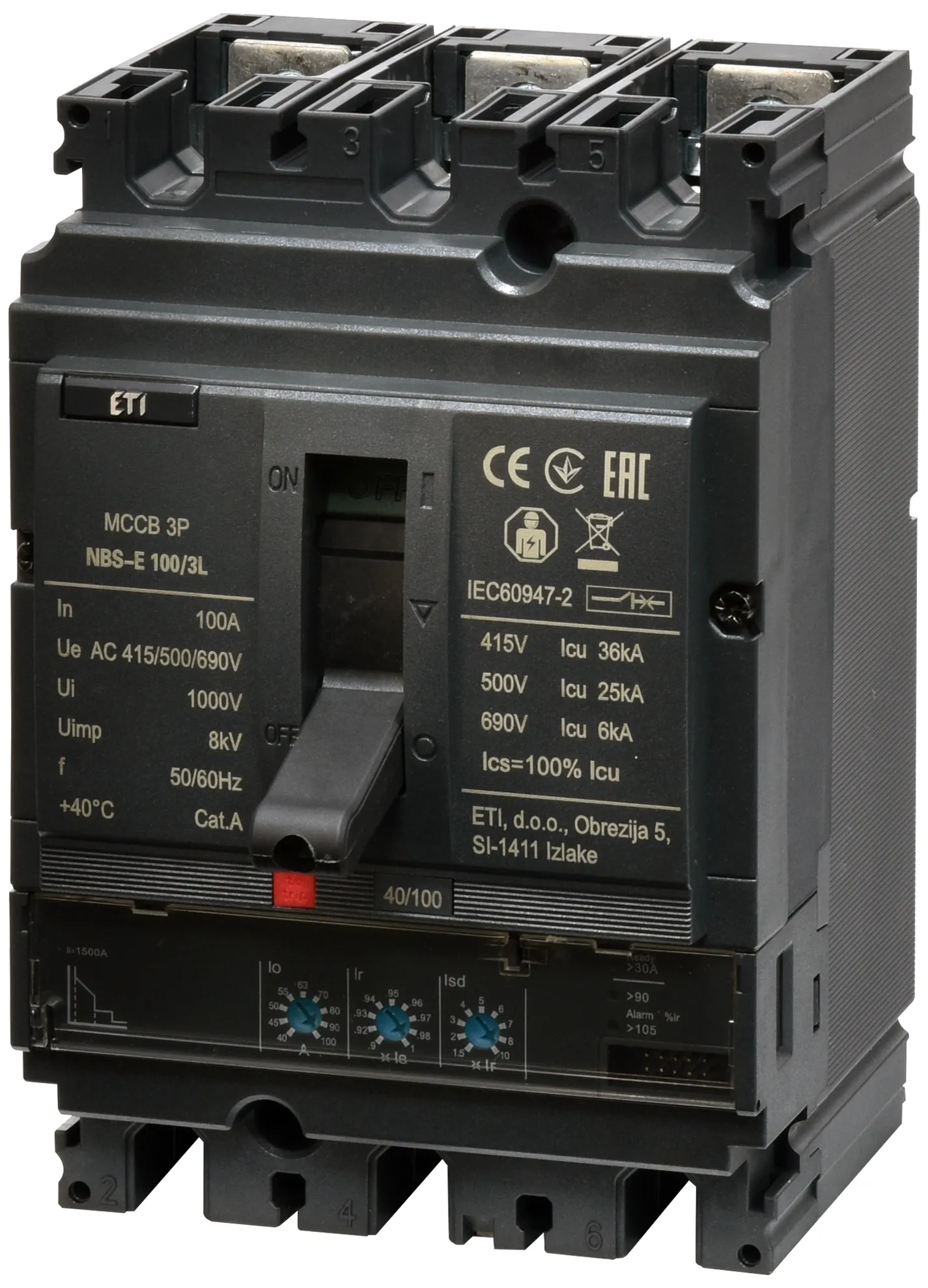 Rūpnieciskais automātslēdzis NBS-E 100/3L 100A 3P 004673041