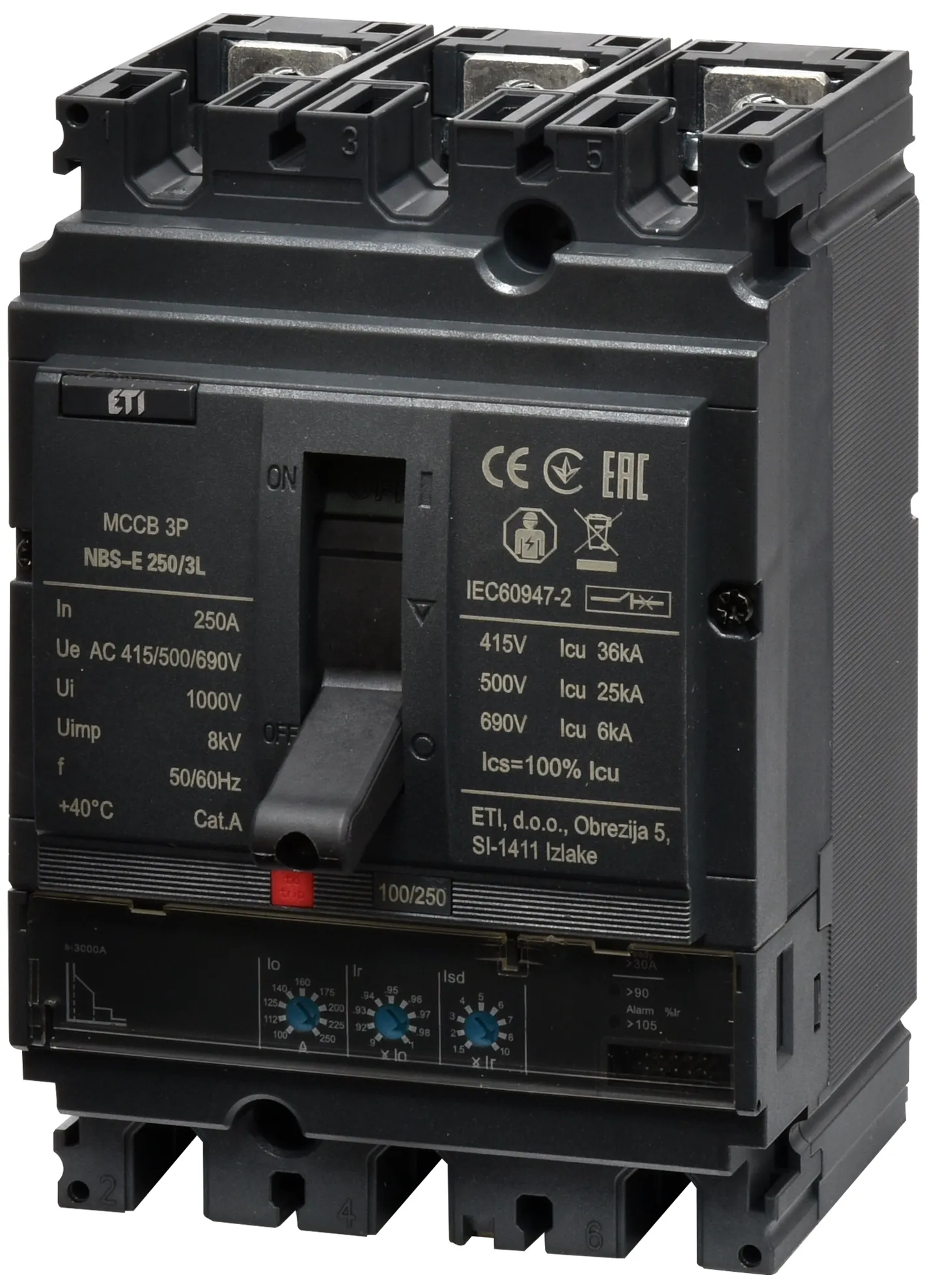 Rūpnieciskais automātslēdzis NBS-E 250/3L 250A 3P 004673079